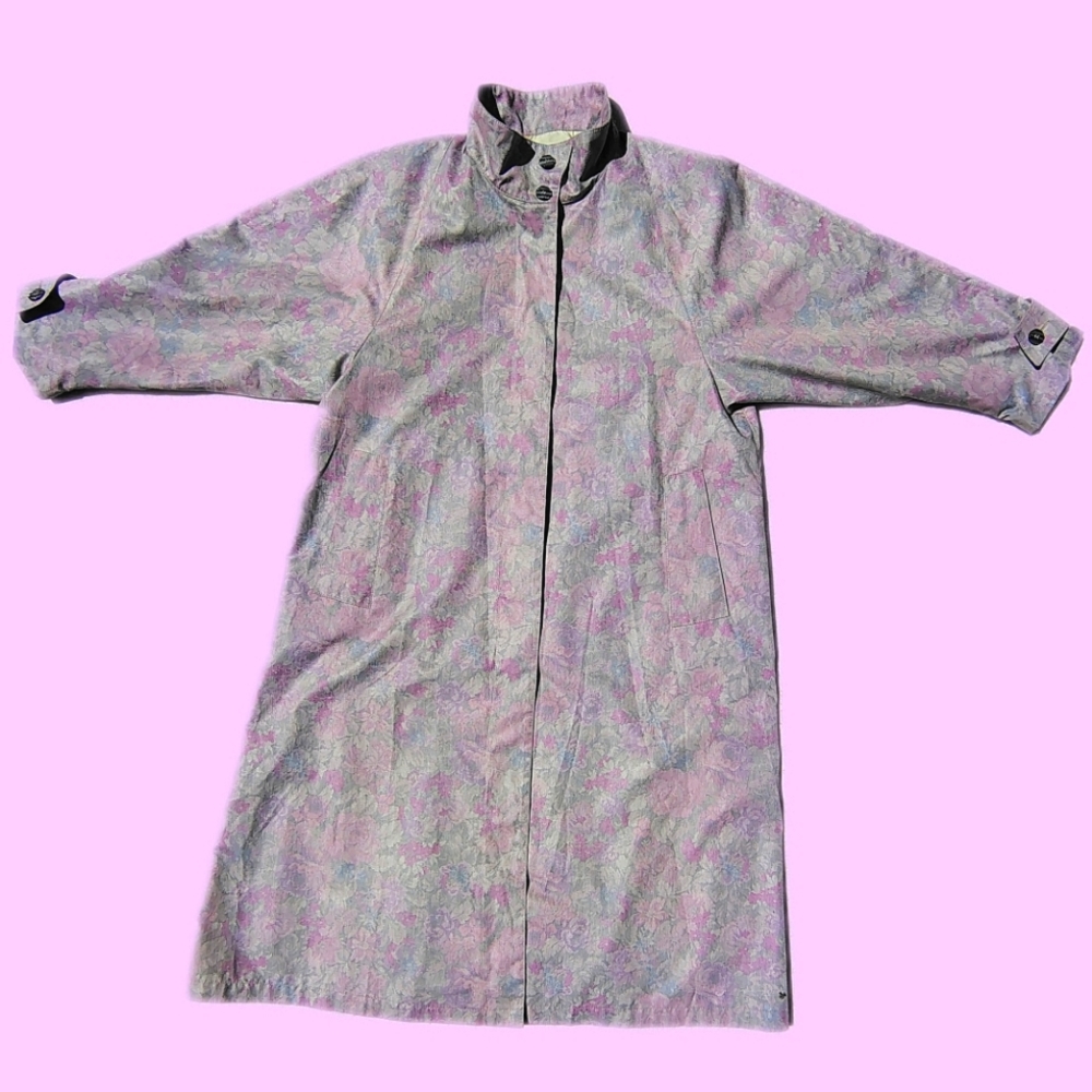 Vintage London Fog 80's Era Elegant Floral Button Up Coat